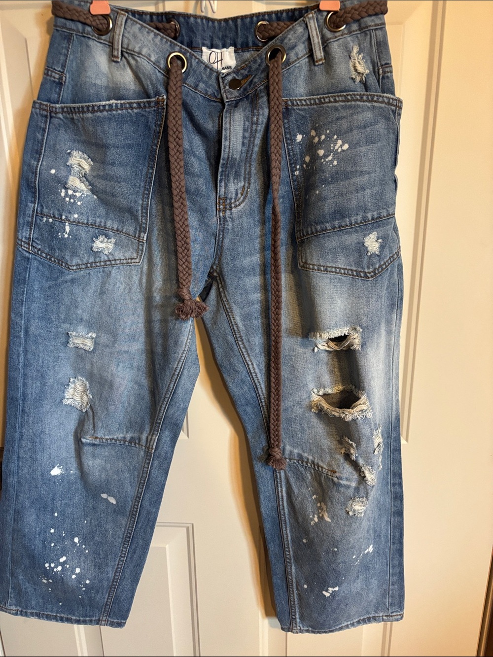 Oli & Hali distressed denim barrel jeans